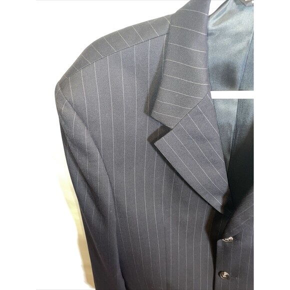 Chaps Suit Jacket Men’s Size 40R Black Pinstripe Three Button Wool Formal - Picture 5 of 13